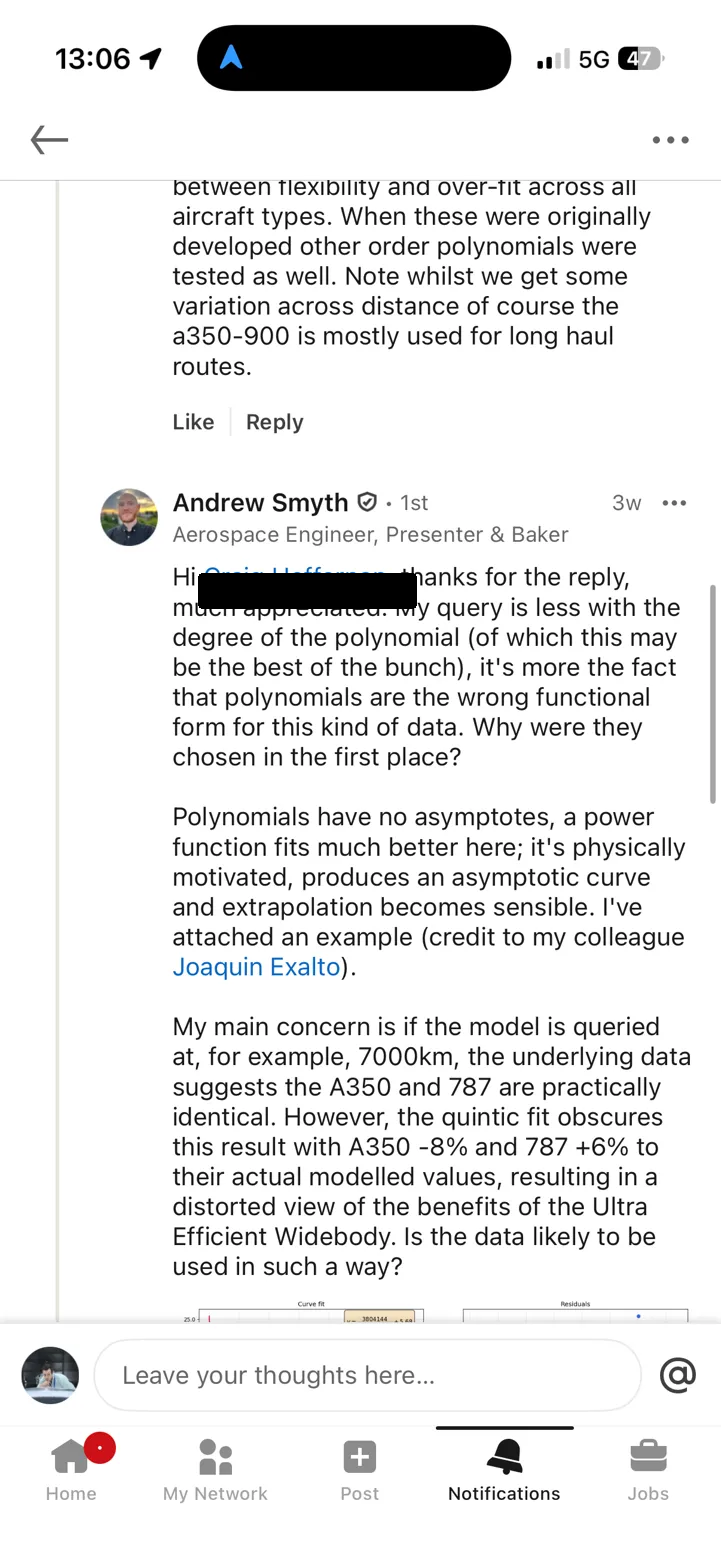 Andrew Smyth's follow-up explaining why a power function is physically motivated